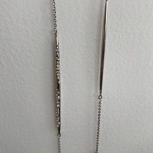 Alexis Bittar crystal encrusted miss Havisham silver spear station necklace